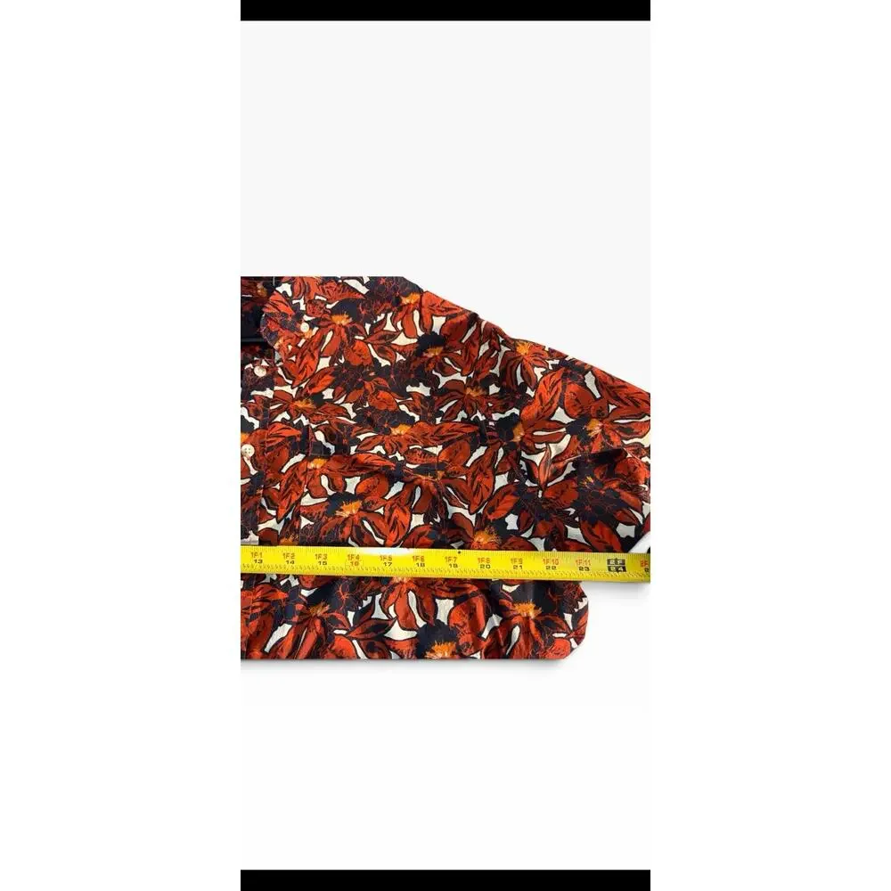 Banana Republic Men's XL Regular Red Floral Short Sleeve Collared Button-Up